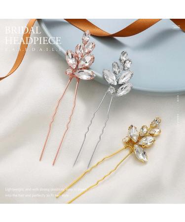 Easedaily Crystal Bride Wedding Hair Pins - Silver Rhinestone Bridal Hair Pieces (Pack of 3) - Buy Online on SooperMarket.com