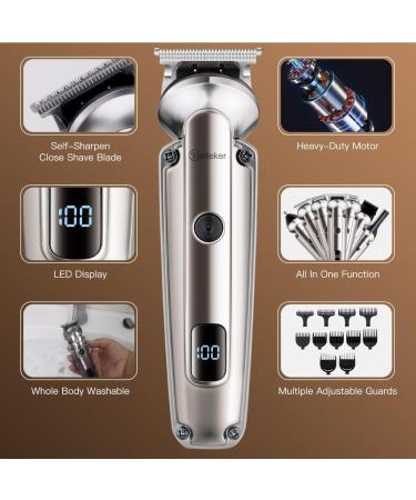 Hatteker Beard Trimmer for Men - Waterproof Electric Razor Cordless Hair Clippers & Grooming Kit for Mustache Nose Body & Facial Hair - Perfect Father's Day Gift - Buy Online on SooperMarket.com