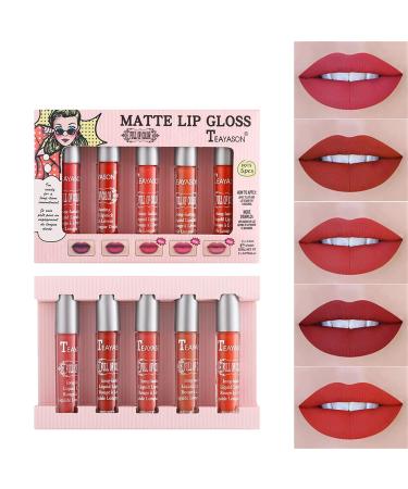 5-Piece Matt Ink Lipstick Set - Nude Tones Waterproof & Long-Lasting Gloss | 12H Non-Drying Liquid Lipstick for Makeup Lovers | 1g (Pack #01) - Buy Online on SooperMarket.com