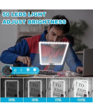 5X Rechargeable Hands-Free Magnifying Glass for Reading with 50 Ultra-Bright LEDs Light Full Page Magnifier for Neck Wear with 10X Foldable Handheld Magnifying Glass for Low Vision Person(Black) - Buy Online on SooperMarket.com