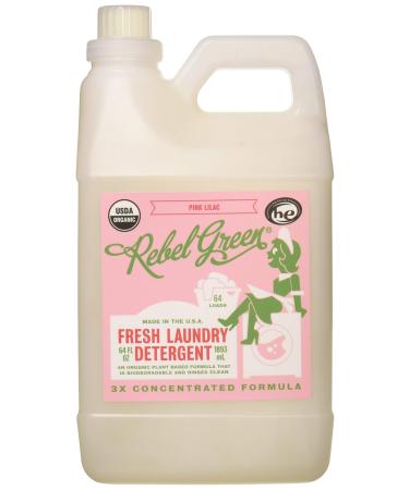 Rebel Green USDA Organic HE Liquid Fresh Laundry Detergent - Natural & Hypoallergenic Laundry Soap, Pink Lilac - 64 Loads Pink Lilac 64 Fl Oz (Pack of 1)