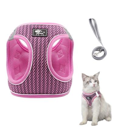 Cat dishes with a leash outbreak -proof cat leash with dishes for cats adjustable cat dishes breakout reflective tableware set for cats Small dogs (pink -m) m pink pink