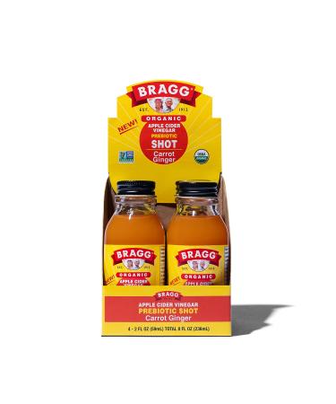 Bragg Organic Apple Cider Vinegar Shot – 2 Oz ACV Shot – USDA Certified Organic (Carrot Ginger, 2 Fl Oz (Pack of 4)) Carrot Ginger 2 Fl Oz (Pack of 4)