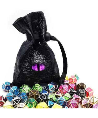 Haxtec Dragon Dice Bag - Small Drawstring Leather DND Pouch for Dungeons & Dragons - Purple Eye Design - Patent D893867 - Buy Online on SooperMarket.com