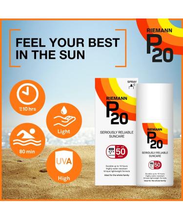 Riemann P20 Sunscreen SPF50 Spray 200ml | Long Lasting UVA & UVB Protection for up to 10 hours | Highly Water Resistant Standard Packaging - Buy Online on SooperMarket.com