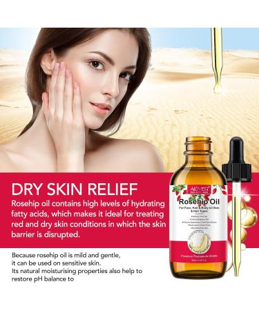 Rosehip Oil 60 ml Natural Cold Pressed Oil Moisturizing Natural Hair Care Brightens Scars Reduces Fine Face Lines Suitable for Face Hair and Body - Buy Online on SooperMarket.com