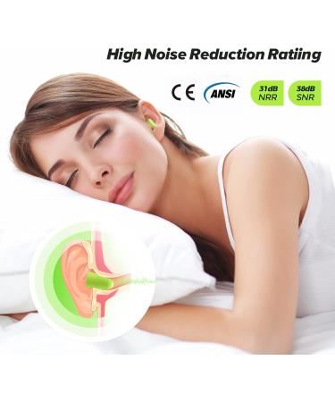 Buy Ear Plugs for Sleeping - 60 Pairs Noise Protection Foam Earplugs 38 dB SNR - Super Soft & Comfortable for Snoring Concerts & Loud Noises - Grass Green - Buy Online on SooperMarket.com