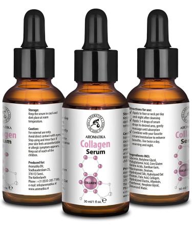Collagen Face Serum for Face & Skin Care - 30ml Glass Bottle - w/Pure Collagen for All Skin Types - Anti Age Serum - Collagen Booster Serum - Buy Online on SooperMarket.com