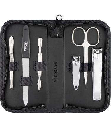Manicure Set Solingen with top/performance - art leather case handy and soft - 6 -piece nail set for women and gentlemen Marqus made of brilliant polished steel carbon