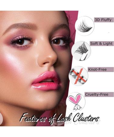 DIY Individual Cluster Lash Extension Kit with Bond and Seal Remover Tweezers | 204 Pcs 10-16mm Natural Light C/D Curl False Eyelashes | Beginner at Home - OP01+OP17 - Buy Online on SooperMarket.com