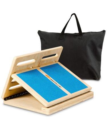 Goplus Slant Board, 4-Level Adjustable Wooden Incline Stretch Board, with Rotary Hinge & Anti-Skid Surface, 350lbs Weight Capacity, Safe & Stable Incline Training Board Blue