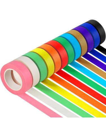 Guirnd 12PCS Colored Masking Tape, Kids Art Supplies Colored Tape, DIY Craft Tape, Colored Tape Rolls, Colored Painters Tape 1.7cm X 12m (2/3In X 13Yards)