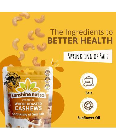 Sunshine Nuts Co. Whole Roasted Lightly Salted Cashews - Gluten Free, Peanut Free, Vegan Snack Packs - GMO Free - 2 Pack, 7 oz. Each - Buy Online on SooperMarket.com