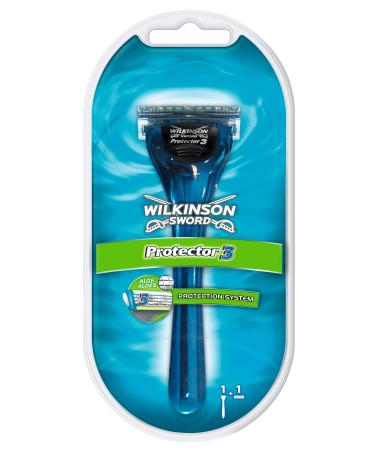 WILKINSON SWORD - Protector 3 For Men | Smooth Shave | Razor Handle + 1 Blade Refill
