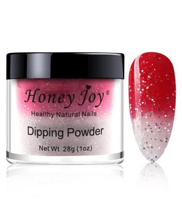 28g/Box Red and White Temperature Change Shine Glitter Dip Powder Nails Dipping Nails Long-lasting Nails No UV Light Needed (No.2) Dip - W-No.2 - UKA