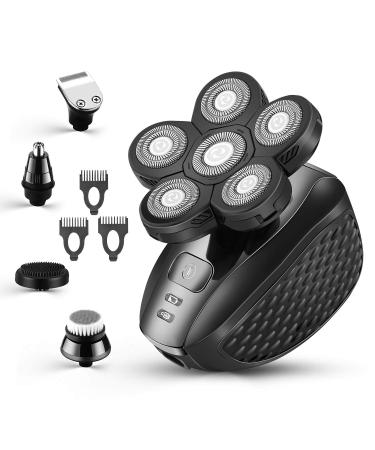 Head Shavers for Men Upgraded 5 in 1 Multifunctional Bald Head Shaver Grooming Kit Cordless Electric Razor for Men Rotary Mens Head Razor Rechargeable Razors for Bald Man Waterproof (Gray)