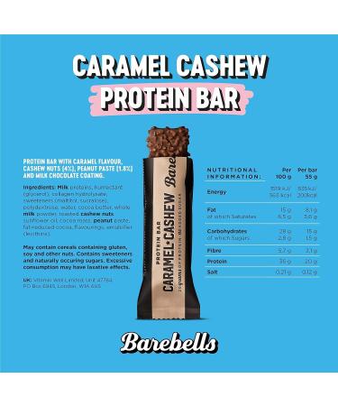 Barebells Caramel Cashew High Protein and Low Carb Bar 12 x 55g (1 94 oz) Low Sugar Snack Protein Bar - Buy Online on SooperMarket.com