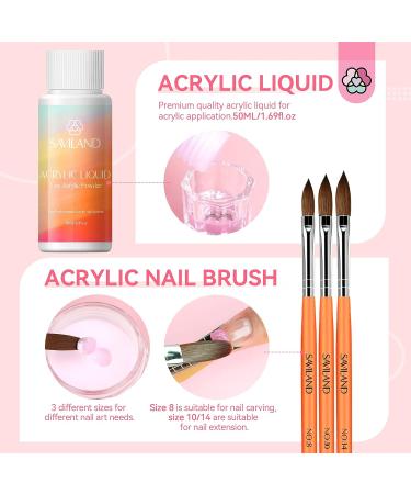 Saviland Acrylic Nail Kit - 4PCS Clear/White/Pink/Nudes Powder and Liquid Set for Nail Extension - Non-Acid PH Bond, Brush, Dappen Dish - Perfect for Beginners DIY - Buy Online on SooperMarket.com