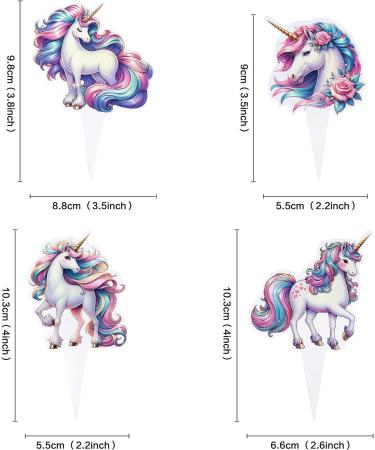 Cyodoos 24PCS Unicorn Cupcake Toppers Unicorn Theme Birthday Party Cute Decorating Supplies for Boy Girl Birthday Party Baby Shower Party Supplies Decoration (two-sided) Color - Buy Online on SooperMarket.com