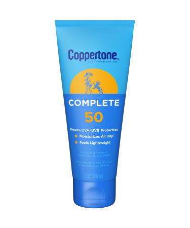 Coppertone COMPLETE SPF 50 Sunscreen Lotion  Lightweight  Moisturizing Sunscreen  Water Resistant Body Sunscreen SPF 50  7 Fl Oz Tube