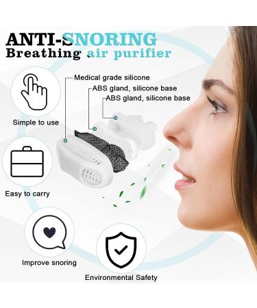 2-in-1 Anti Snoring Nose Air Purifier for Men and Women - Stop Snoring and Improve Sleep Quality with Nasal Vents Plugs Clip - CPAP Users Friendly (White) - Buy Online on SooperMarket.com