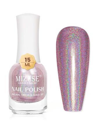 MIZHSE 15ML Quick Dry Holographic Nail Polish Shimmer Glitter Nail Polish Varnish Magic Colour Change Iridescent Nail Lacquer Long Lasting No Need Lamp Cure 002 LSZJY002