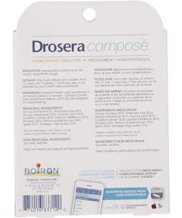 Boiron Drosera Compose Dry Cough Relief Spasmodic Cough 12 Gram - Buy Online on SooperMarket.com