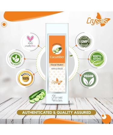 Crysalis Cucumber Hydrosol | 100% Pure Natural Cold Pressed Floral Water Mist Spray | Sun Protector & Skin Soother | 100 ML - Buy Online on SooperMarket.com
