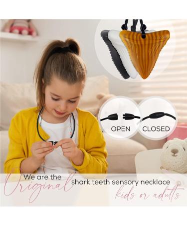 Mommy's Touch Shark Tooth Silicone Teething Necklaces - 3-Pack for Special Needs Kids - Black, White & Wood Design - Buy Online on SooperMarket.com