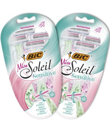 Bic Miss Soleil Sensitive disposable razor women 8 wet razors with 3 blades each with aloe vera & vitamin E for a gentle shave 8 pieces (1 Pack)