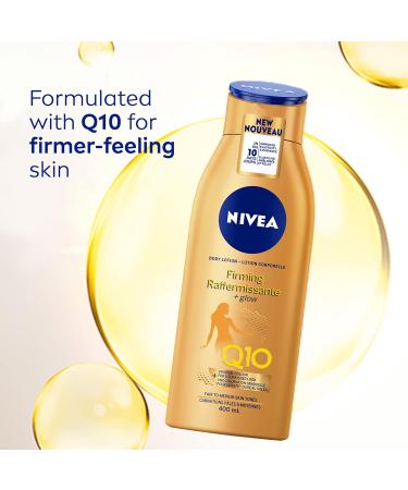 NIVEA Q10 Firming + Glow Body Lotion | Firmer-Feeling Skin | Gradual Tanning Lotion without sun exposure |Firming Body Lotion | Daily Moisturizer | For all skin types | 400mL Glow Lotion - Buy Online on SooperMarket.com