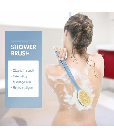 Shower Brush & Shampoo Brush with Long Handle - Body Brush with Bristles and Loofah Back Scrubber for Wet/Dry Bath - Buy Online on SooperMarket.com