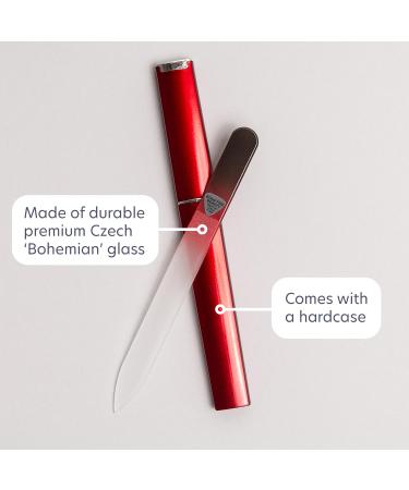 Premium Glass Nail File with Case | Czech Glass Manicure Tool | Precision Smooth Finish | Bona Fide Beauty Black Red - Buy Online on SooperMarket.com