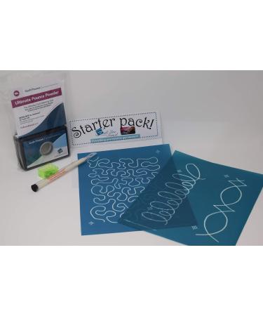 Full Line Stencil Starter Pack-Pounce Pad White Ultimate Iron Off Chalk Ultimate Marking Pencil Sharpener Starter Stencils: Loop Border with Corner Oval-Diamond Border Stipple Meander (30699SPU)