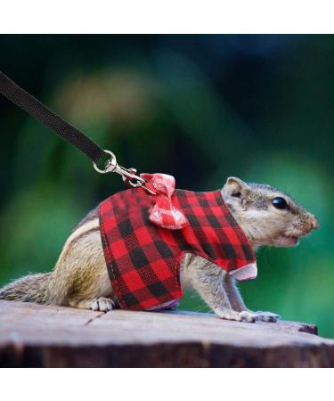 Hamster Harness and Traction Rope 2 Pieces Small Pet Harness with Bowknot Decor Small Animal Outdoor Walking Traction Rope Vest for Ferret Guinea Pig Iguana Rabbit Red Grid + Blue Stripes(XS) - Buy Online on SooperMarket.com