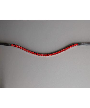 Happiness Hinge Headband 'Siam' - Red with Large Stones | Curved Narrow Design | Dark Brown Leather | International Shipping Available - Buy Online on SooperMarket.com