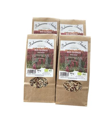 4 x 500g Quinoa tricolor colorful organic from Peru | Pachamama fruits | Vegan Superfood Gluten-free 500 g (pack of 4)