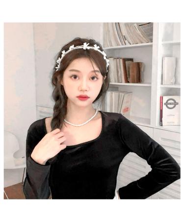 Pearl Bow Headband 1920s French Vintage BowKnot Hair Hoop Twisted Butterfly Knot Hair Band Headpiece Accessories for Women Girls (White)
