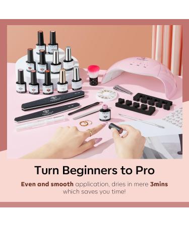 Modelones Gel Nail Kit - 28 Colors Nude Brown Pink Red Soak Off Gel Polish Set with Lamp Starter Kit | No Wipe Base & Top Coat | DIY Nail Curing Gift for Women - Buy Online on SooperMarket.com