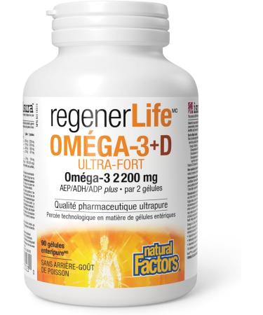 Natural Factors Regenerlife Omega-3+D Ultra Strength 90 Enteripure Softgels High-potency Omega-3 with Vitamin D3 for Immune Cardio and Cognitive Support - Buy Online on SooperMarket.com