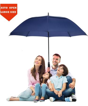 BARAIDA 62 Inch Golf Umbrella - Oversize Double Canopy Vented Windproof Waterproof Umbrella in Navy Blue - Automatic Open for Men, Women, and Family - Buy Online on SooperMarket.com