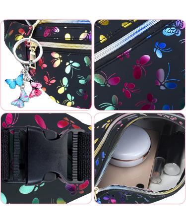 Buy Butterfly Print Black Belt Pocket for Girls | Waterproof Fashion Bunkbag with Keychain - Buy Online on SooperMarket.com