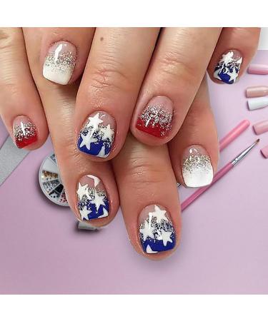 Teksome Independence Day Press On Nail Stars And Stripes Designs False Nails 4th Of July Cute Nails Stick On Nails Stars And Stripes Patriotic - Buy Online on SooperMarket.com
