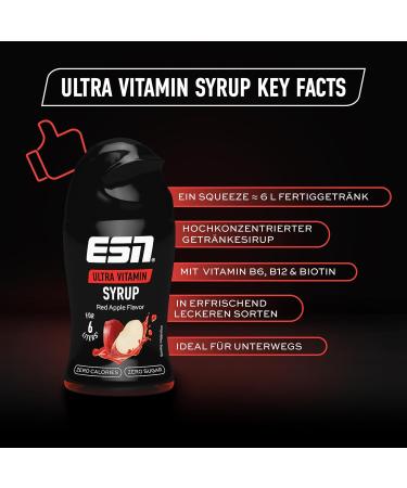 ESN Ultra Vitamin Syrup - Pack of 4 x 65ml - Red Apple Flavor - Vitamins for 6 Litres of Ready-to-Drink Beverage - Buy Online on SooperMarket.com