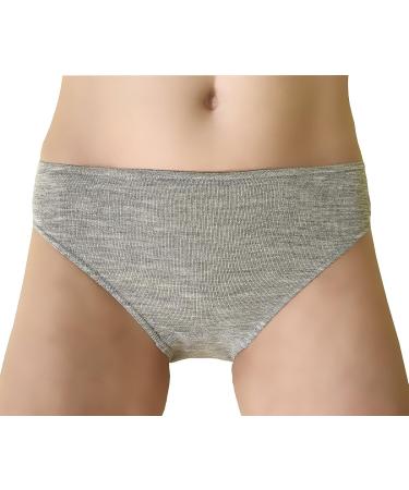 Womens Medium Grey Melange Thermal Panties Briefs - Moisture Wicking Merino Wool Silk - Buy Online on SooperMarket.com
