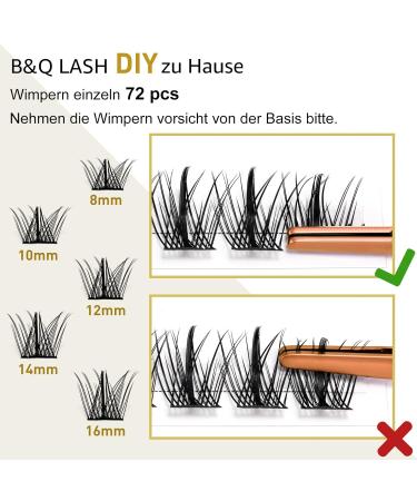 DIY Individual Eyelash Extensions - 72 PCs B&Q Fluffy Wispy Eyelashes for Beginners - Reusable D-10mm - Buy Online on SooperMarket.com