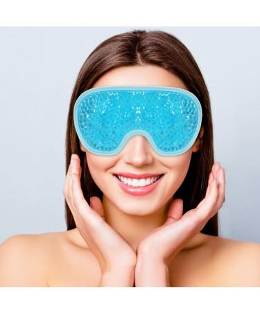 MIVORA Cooling Gel Mask for Puffy Eyes Reusable Hot Cold Therapy for Migraine Headache Dark Circles Dry/Swollen Eyes Sinus Pain Light Blue (C-blue)
