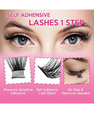 Self Adhesive Lash Extension Kit - DIY Eyelash Clusters 72 Wispy Individual Lashes No Glue Needed (10-16mm) - Z4-D & Z3 Mix - Buy Online on SooperMarket.com