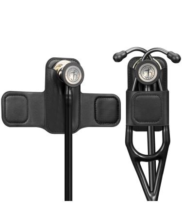 Stethoscope Holder Clip PU Leather Stethoscope Hip Holder Lightweight Portable Holster for Physicians Nurses EMT Medical Nursing Students for 3M Littmann & Most Stethoscope Black