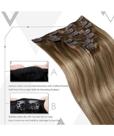 Buy Laavoo Clip-In Real Hair Extensions | Brown Balayage Ombre & Golden Blonde #8/16/8 - 7pcs 105g 50cm - Buy Online on SooperMarket.com